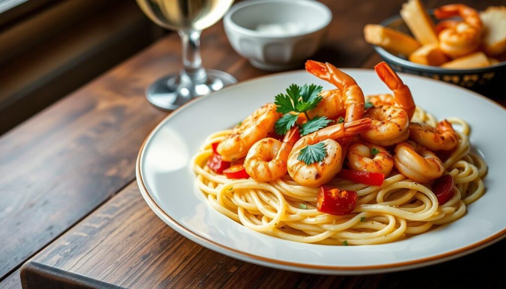 Cajun Shrimp Pasta Meal Presentation