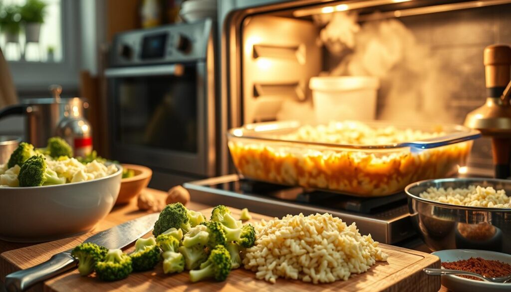 Cheesy Broccoli Rice Casserole Preparation Steps