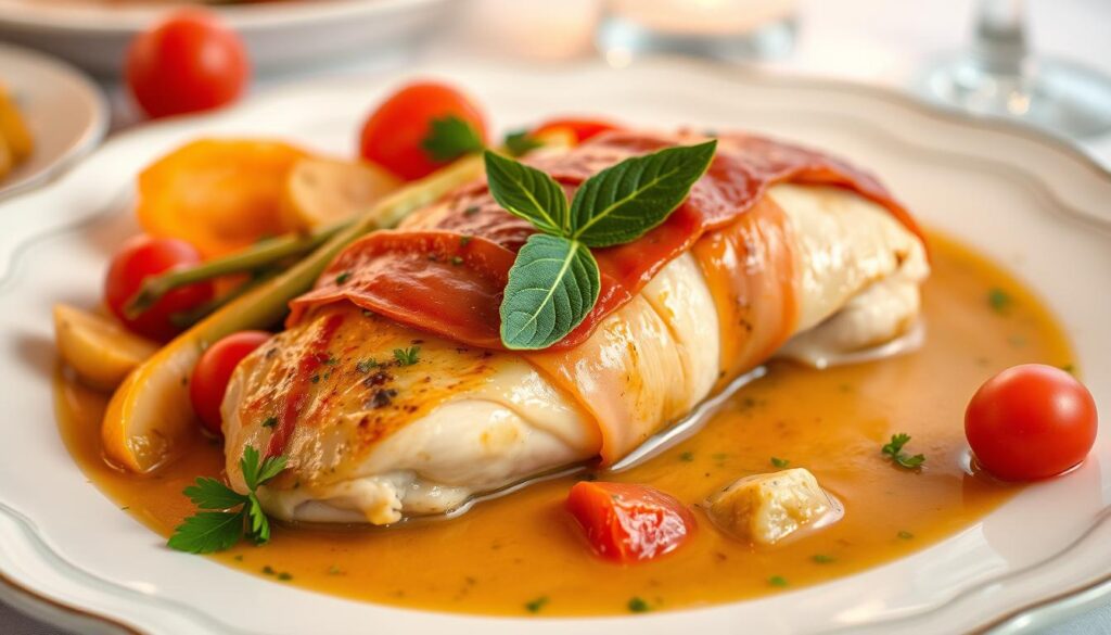 Chicken Saltimbocca with White Wine Sauce