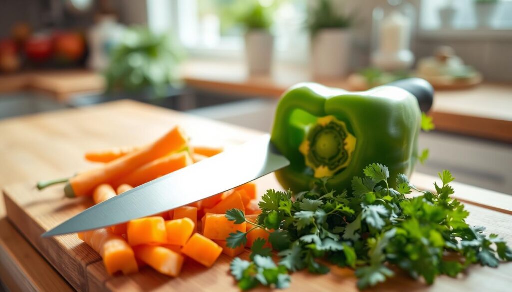 Chopping vegetables