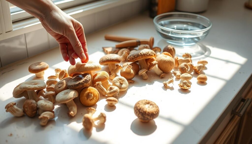 Cleaning wild mushrooms