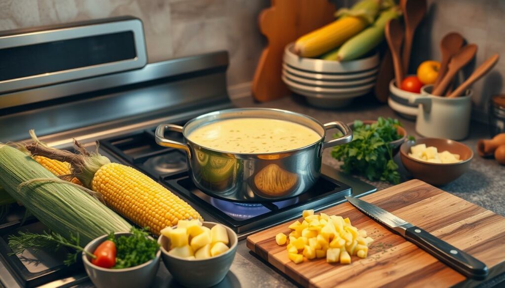 Cooking Corn Chowder