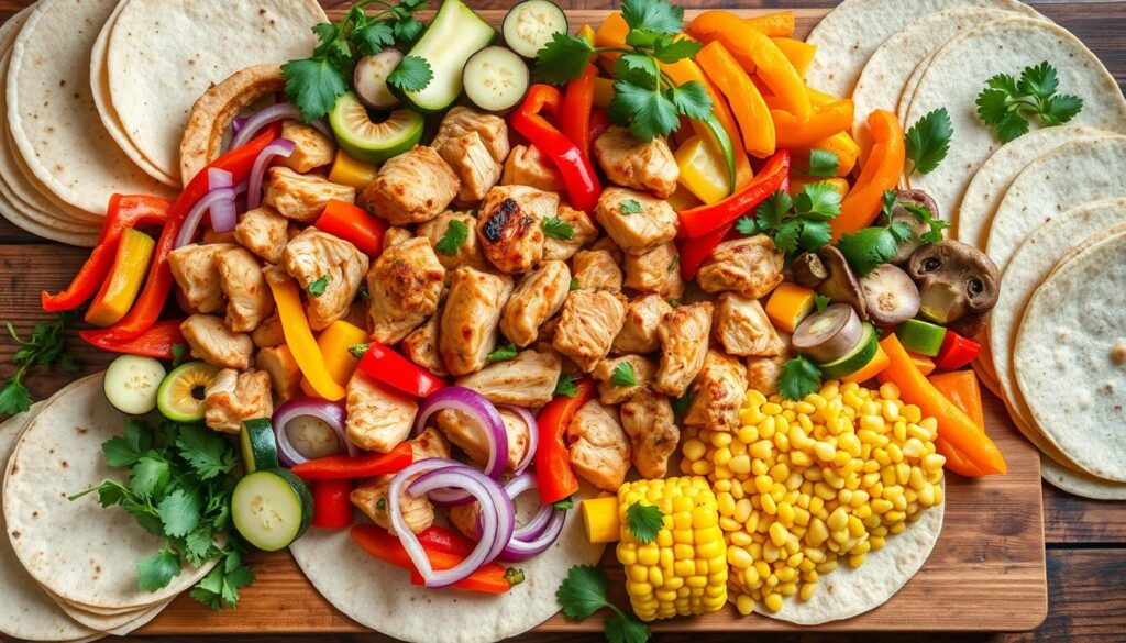 Customizable fajitas with extra vegetables