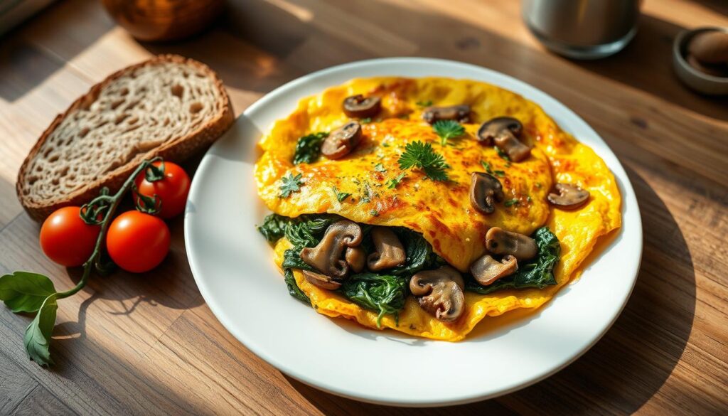 Easy Spinach and Mushroom Omelette Recipe