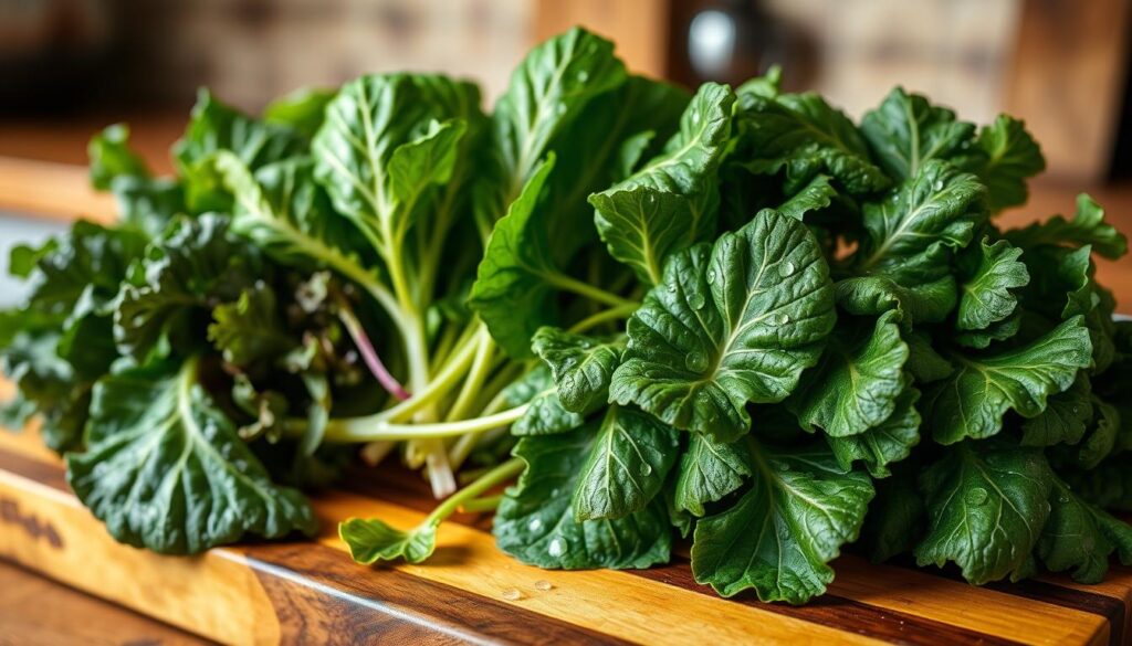 Escarole, spinach, and kale for soup