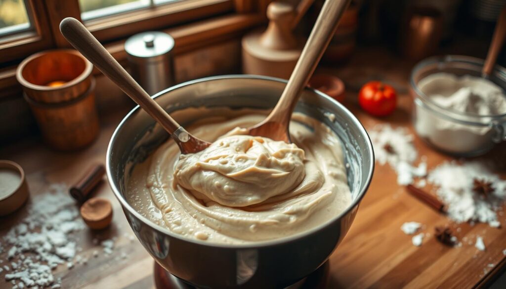 Folding the pudding batter