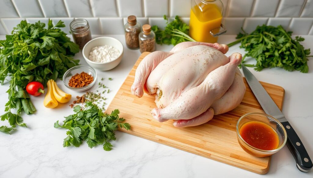 Preparing the chicken for seasoning