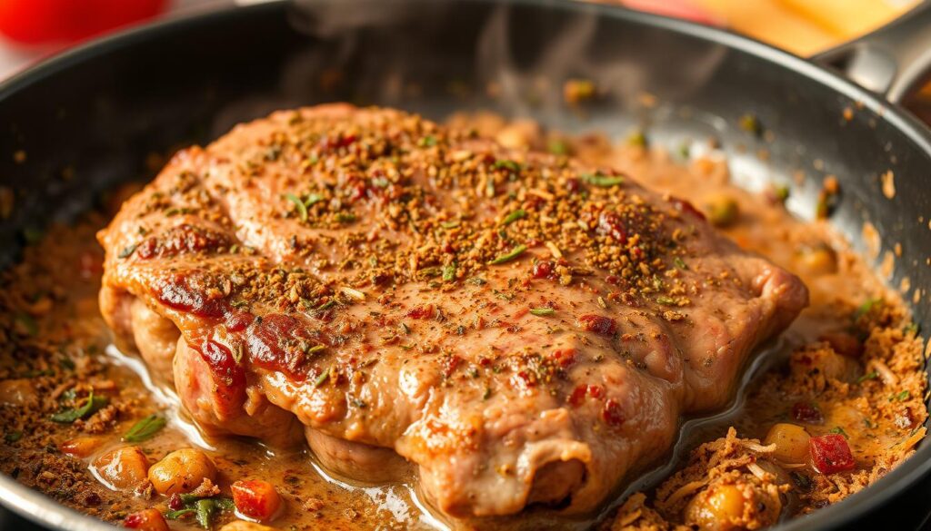 Seasoning and searing beef