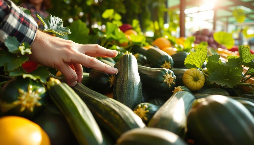 Selecting zucchini