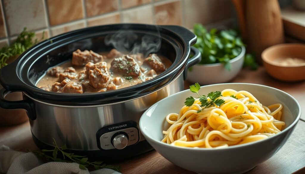 Slow Cooker Beef Stroganoff