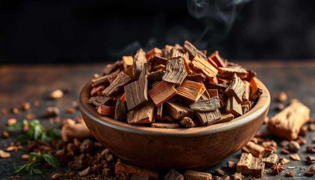 Smoking wood chips