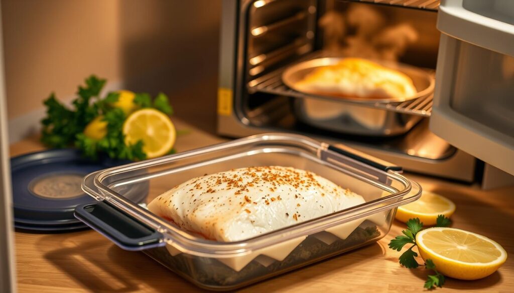 Storing and reheating cod