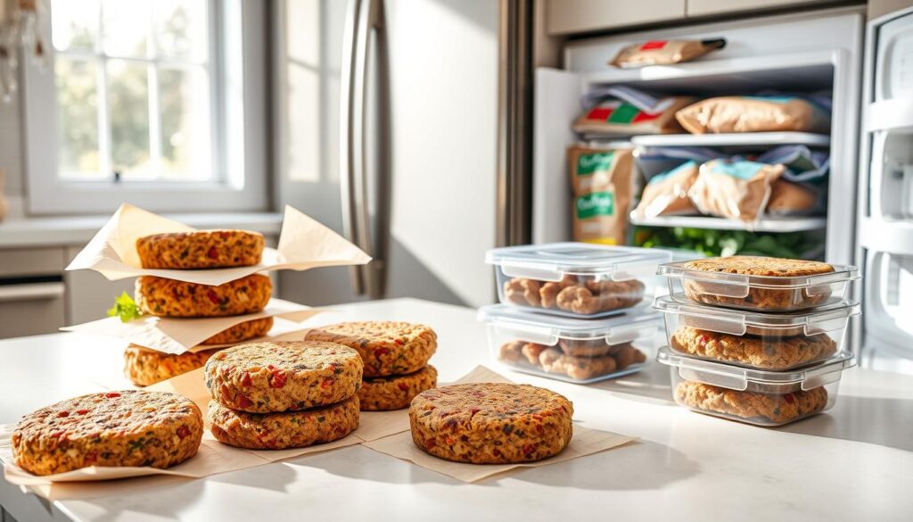 Storing veggie burgers