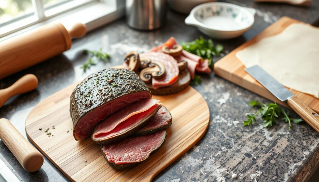 beef wellington assembly