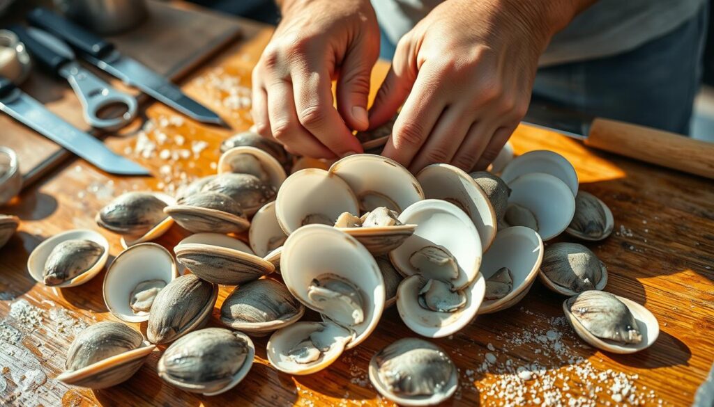 cleaning razor clams
