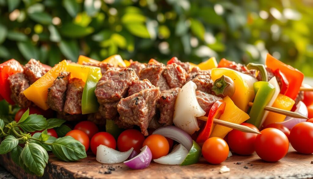 colorful kabob ingredients