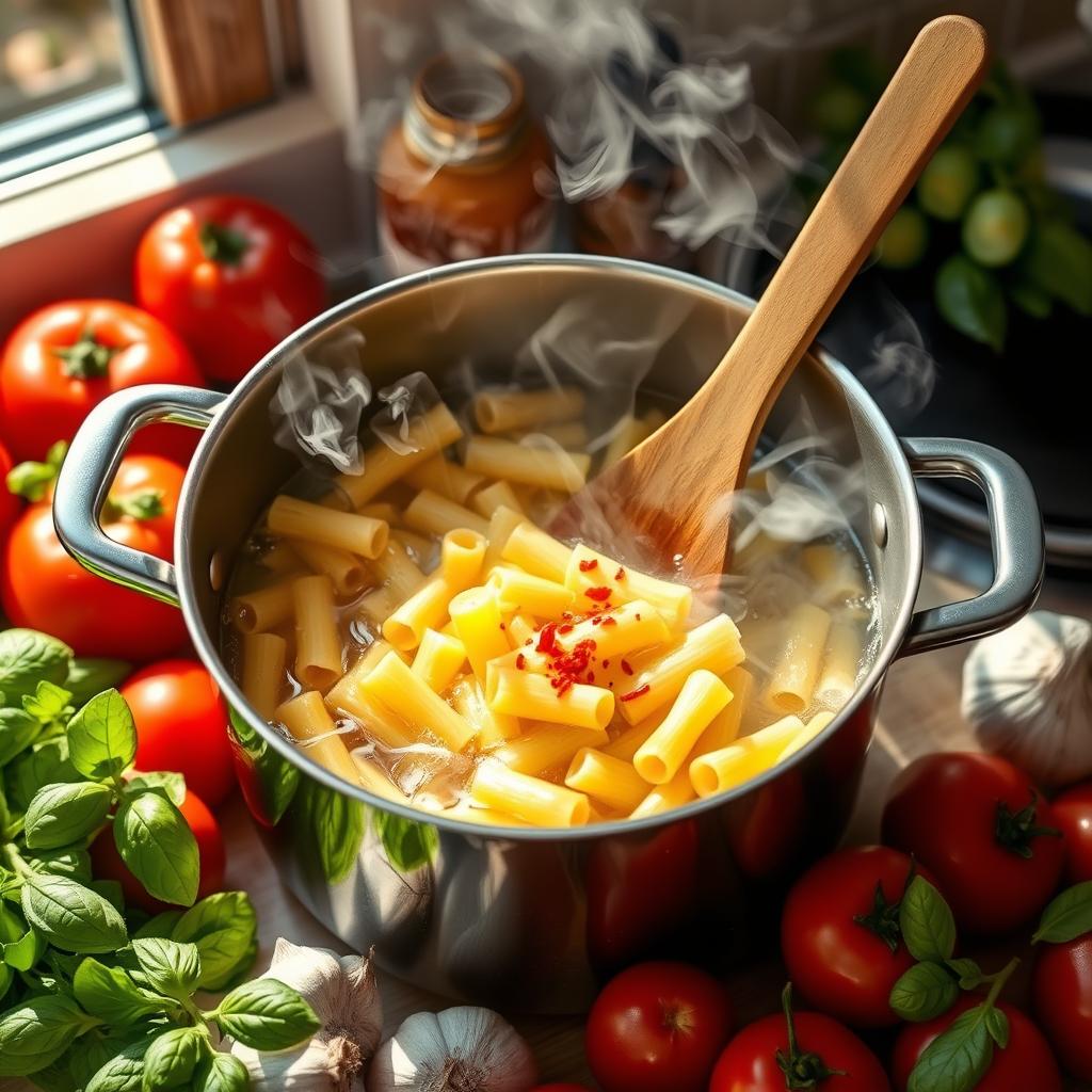 cooking rigatoni