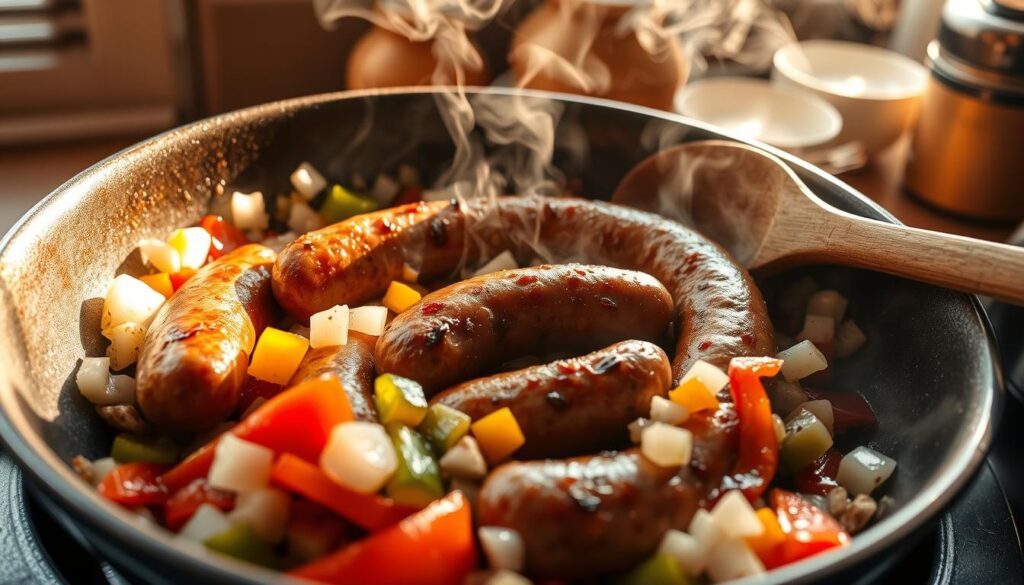 cooking sausage