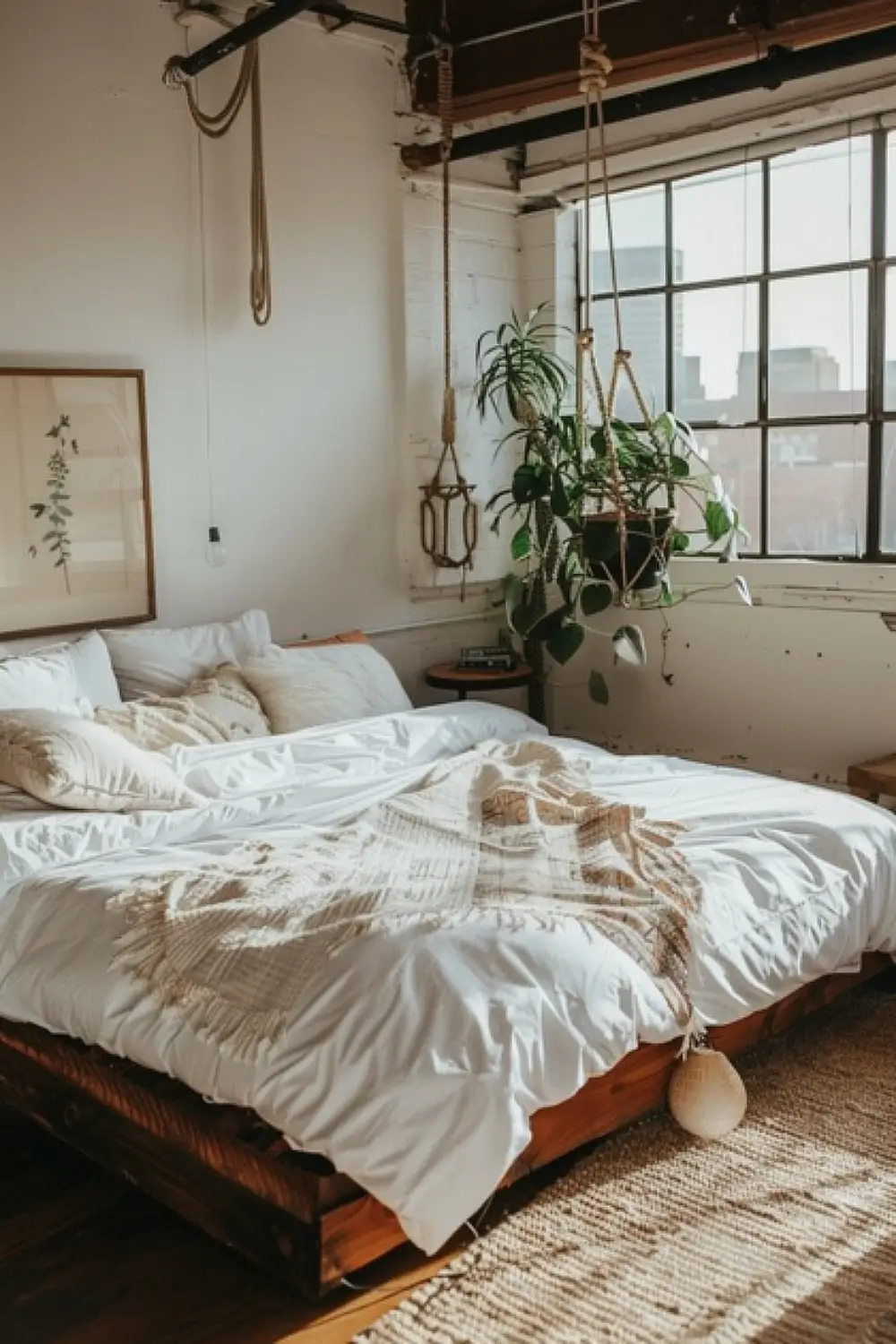 Minimalist boho bedroom with a clean and simple design