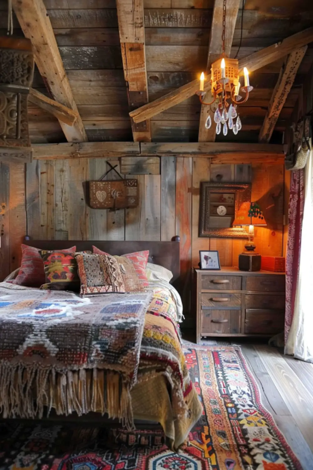 Bedroom with rustic wood accents for a natural look