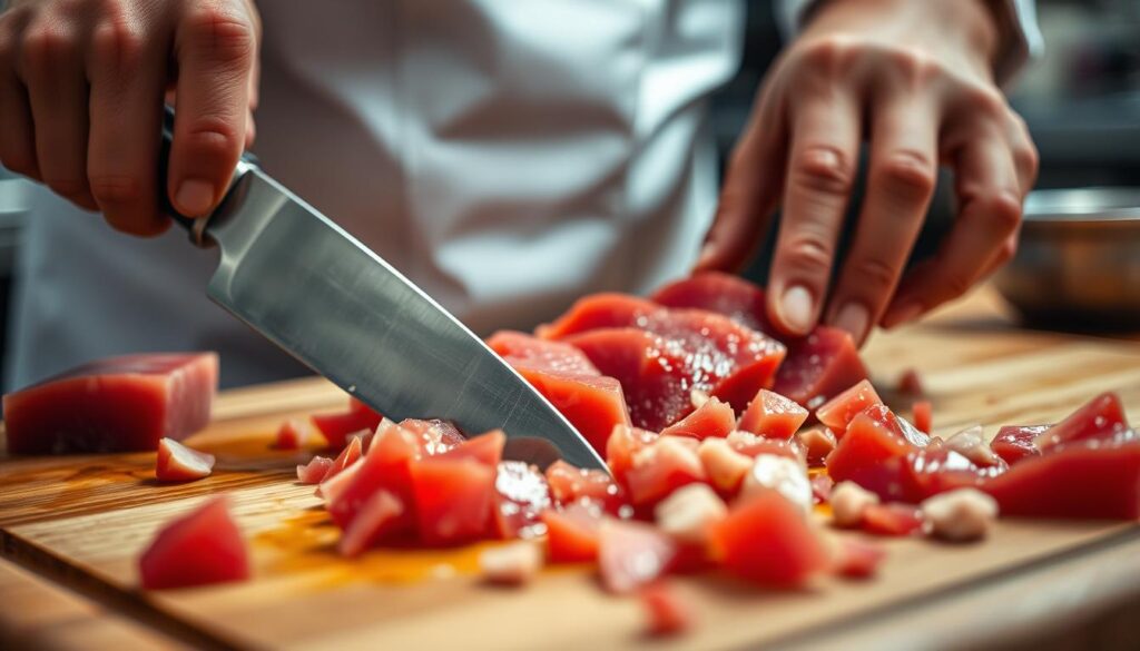 dicing tuna