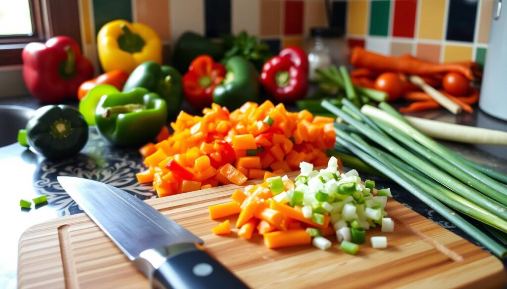 dicing vegetables