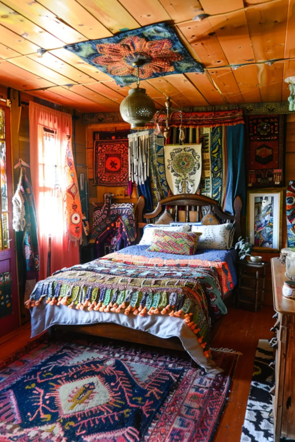 Creative boho bedroom with DIY decor
