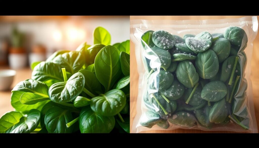 fresh and frozen spinach