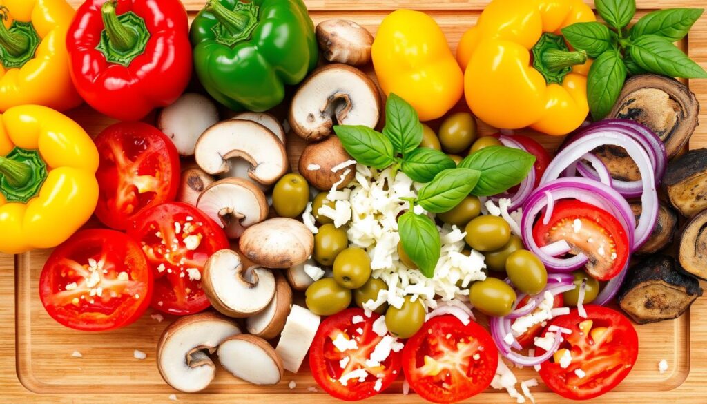 fresh pizza vegetables