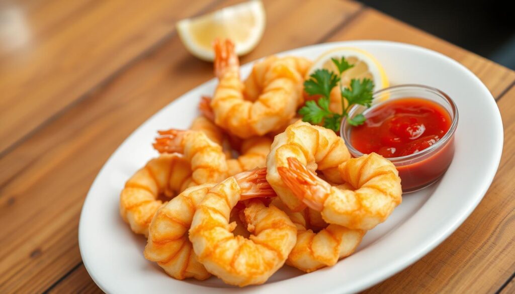 fried shrimp with cocktail sauce