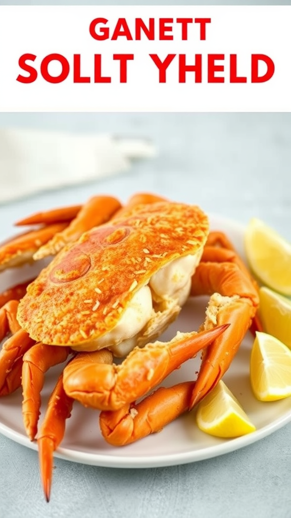 Fried soft shell crab with lemon slices on a plate