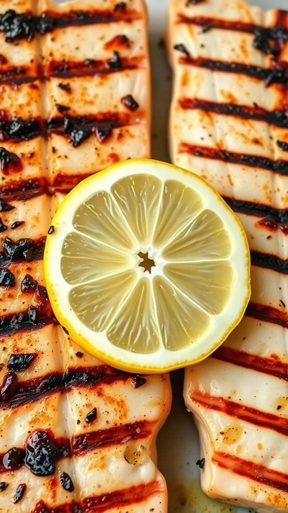Grilled swordfish steaks with lemon