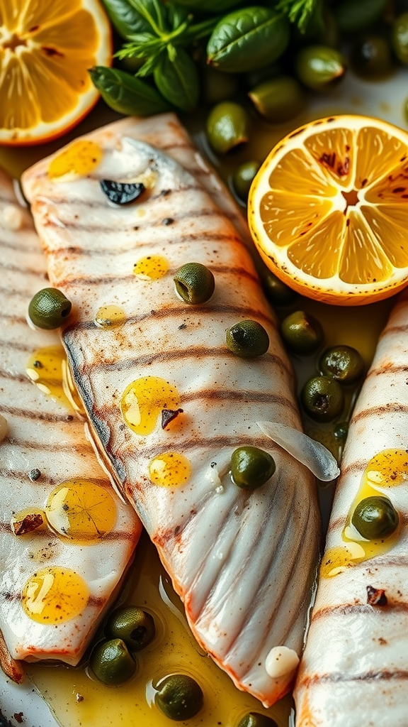 Grilled swordfish steaks with lemon and herbs