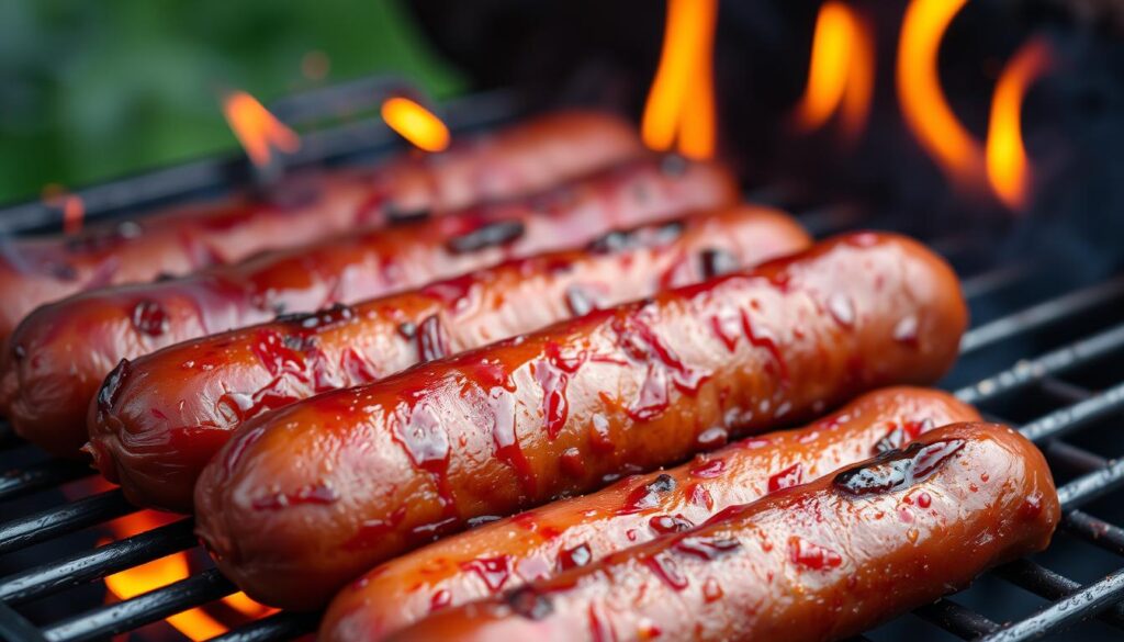 grilling hot dogs