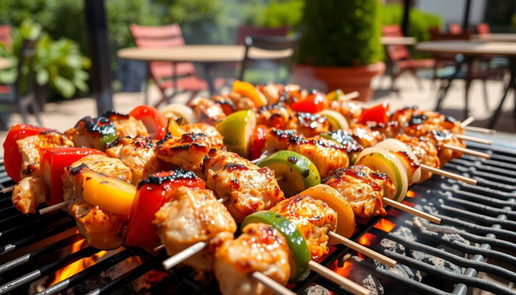 grilling souvlaki