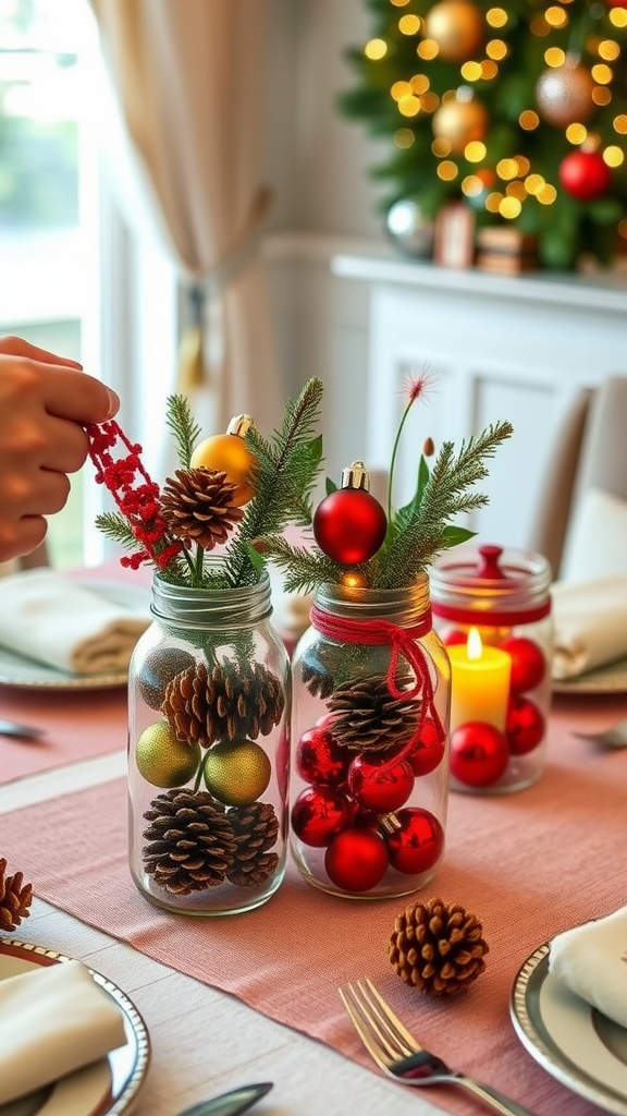 Festive Mason Jar Centerpieces