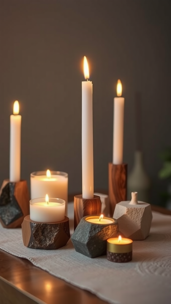 Minimalist Candle Holders with Natural Materials