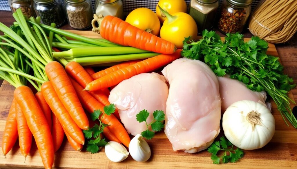 ingredient selection for chicken noodle soup