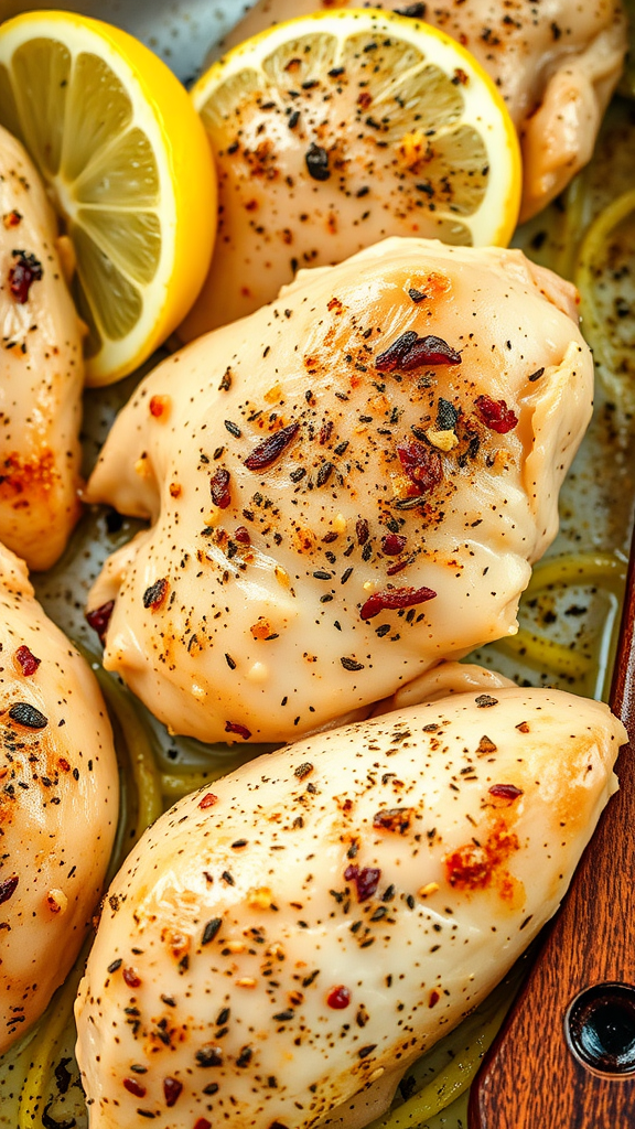 Lemon Pepper Chicken with lemon slices on top