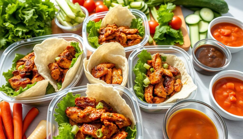 meal prep BBQ chicken wraps