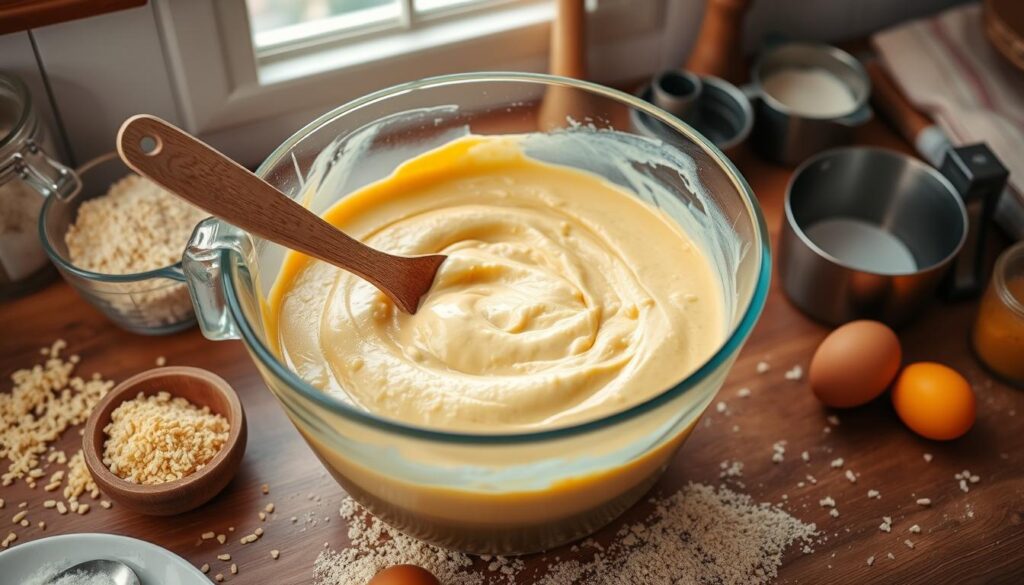 mixing the cornbread batter