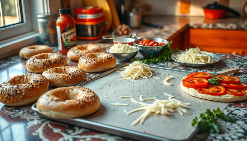 pizza bagel preparation