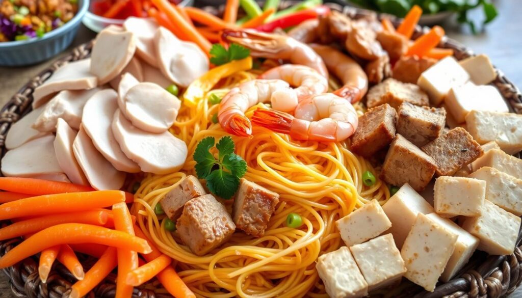 protein options for pancit