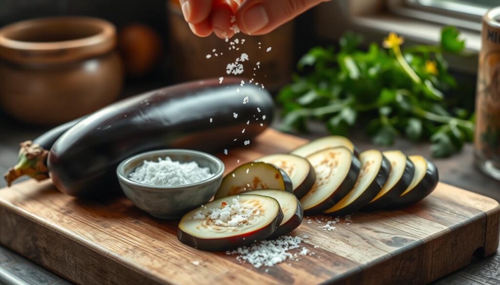 salting eggplant