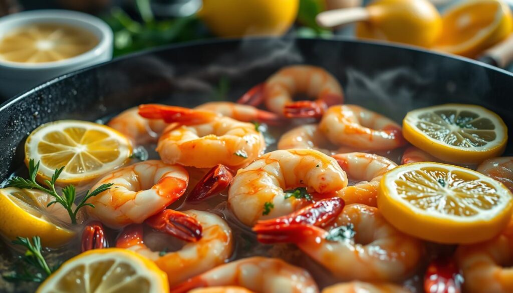 sautéing shrimp