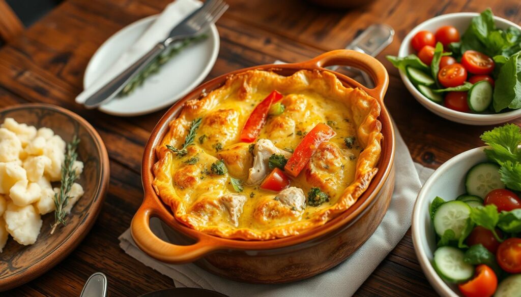 serving chicken pot pie