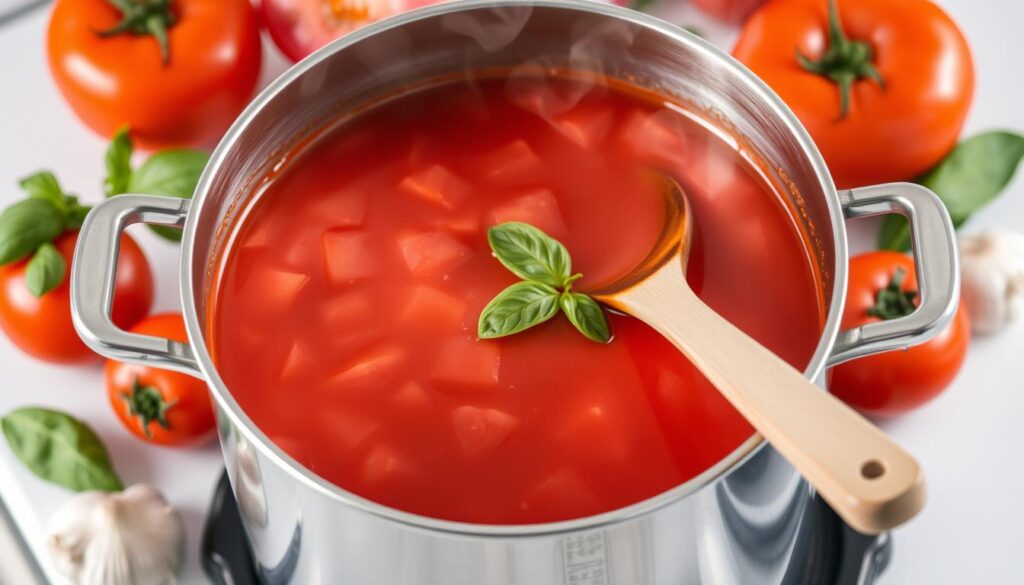 simmering soup