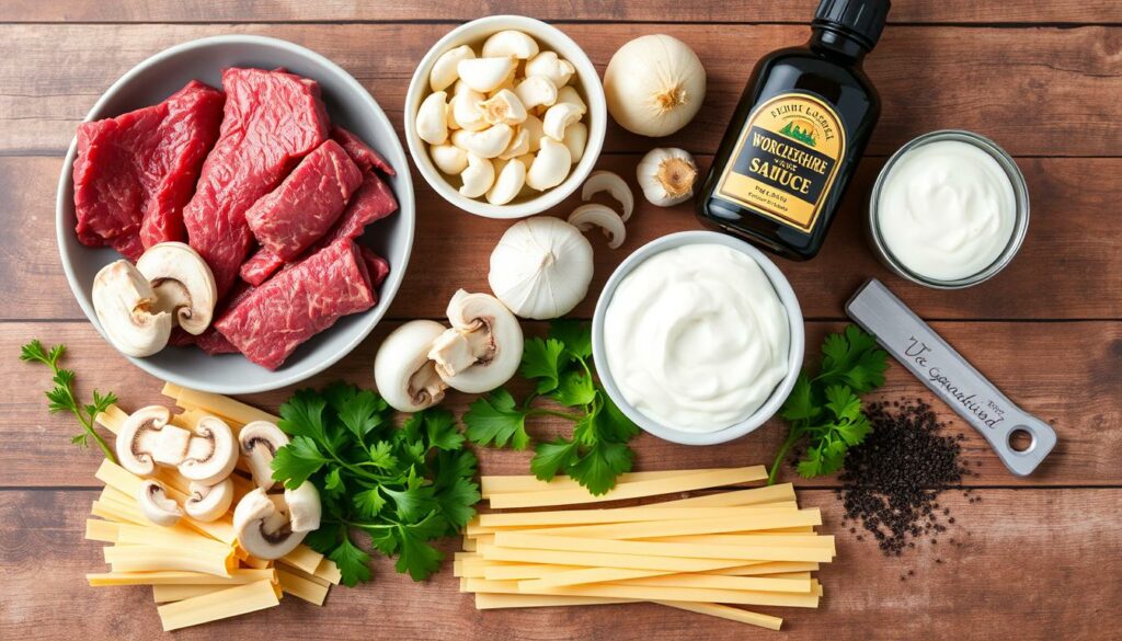 slow cooker beef stroganoff ingredients