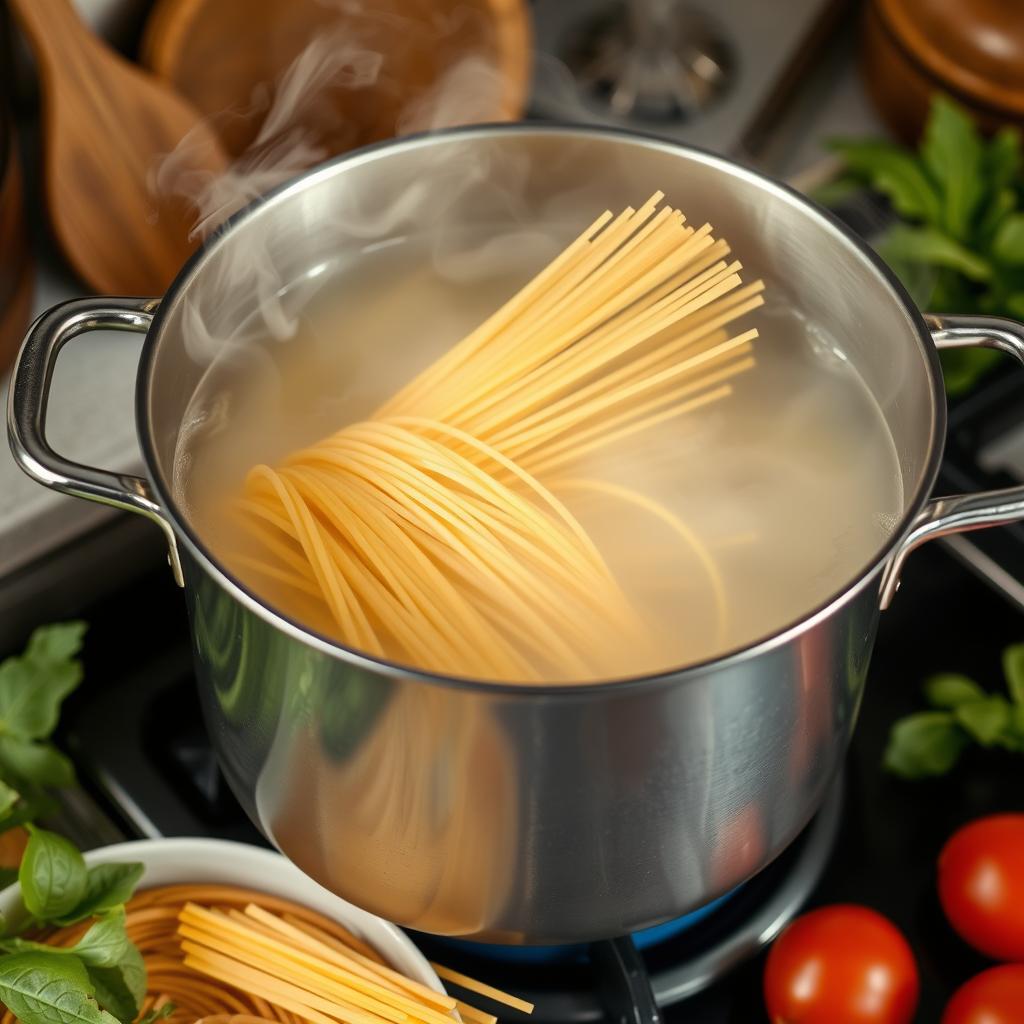 spaghetti cooking