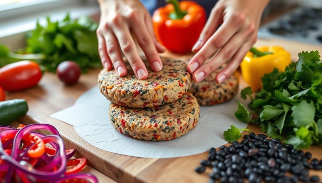 veggie burger shaping